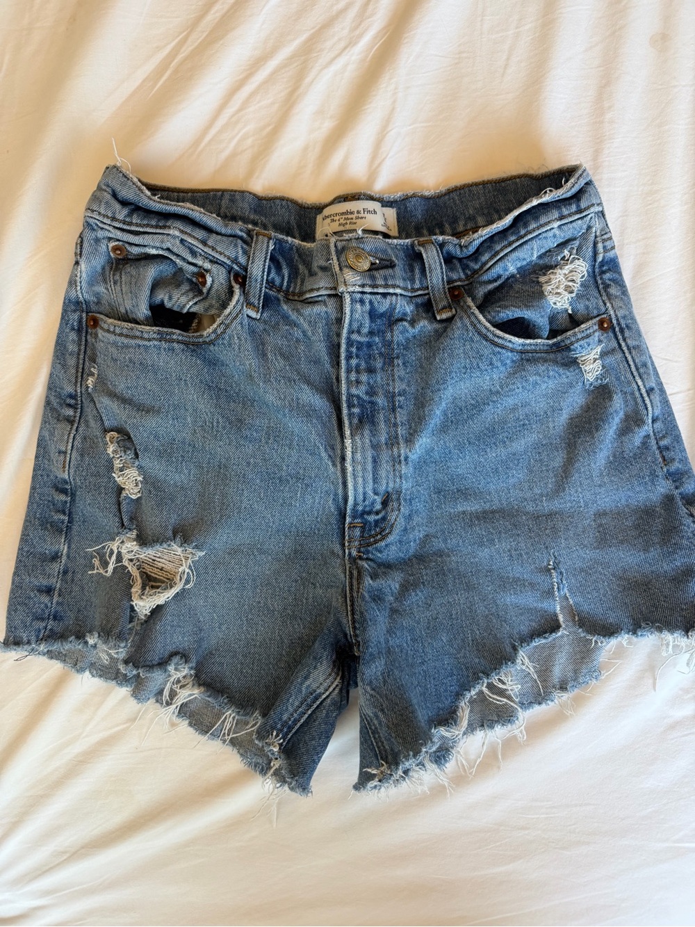 Abercrombie & Fitch Distressed Light Blue Denim Cutoff Shorts